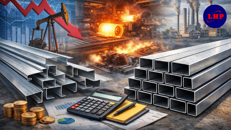 Biểu đồ minh họa các yếu tố chính ảnh hưởng đến biến động giá xà gồ trên thị trường xây dựng