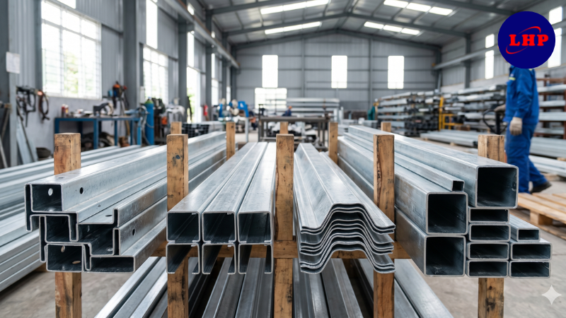 Hình ảnh minh họa các loại xà gồ C, Z, U mạ kẽm với mặt cắt khác nhau