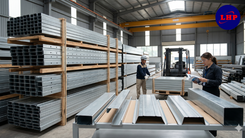 Kho hàng xà gồ mạ kẽm đa dạng quy cách tại Sắt Thép Lộc Hiếu Phát