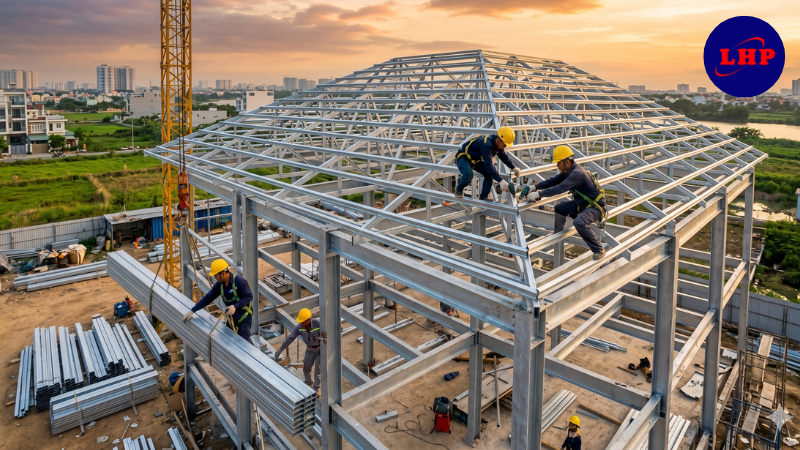 Xà gồ mạ kẽm được ứng dụng rộng rãi trong các công trình nhà xưởng, mái tôn