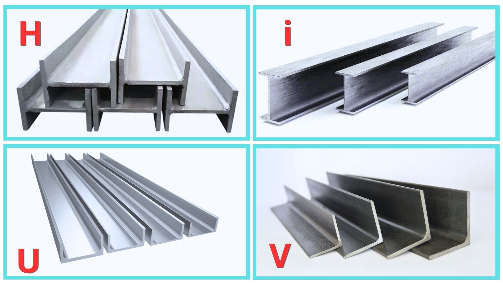 Các loại thép hình phổ biến: H, I, U, V