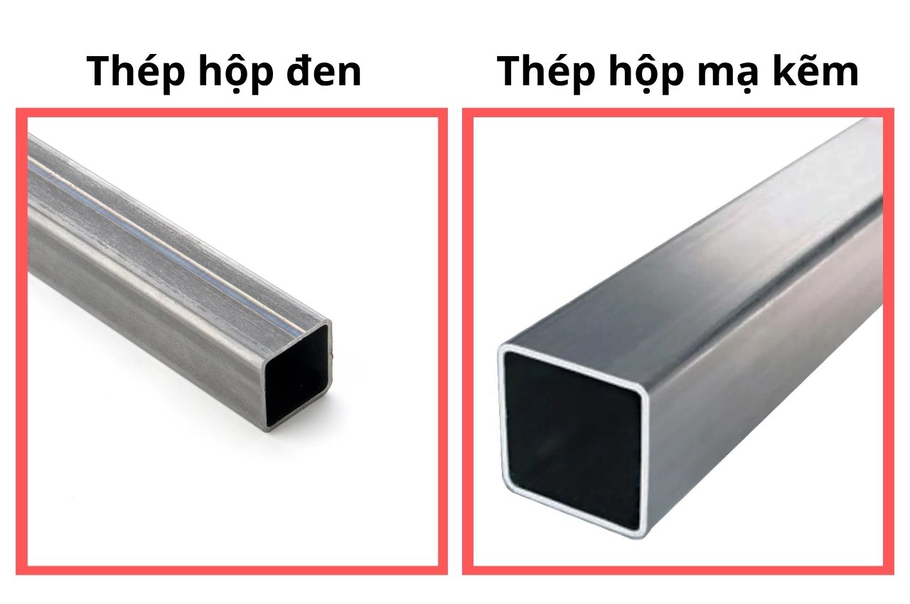 Thép hộp vuông 25 đen và thép hộp vuông 25 mạ kẽm