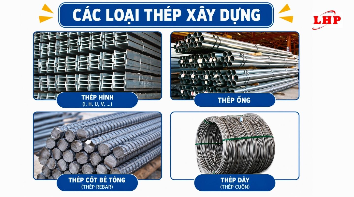 Tổng hợp các loại thép xây dựng cốt lõi quyết định độ bền kết cấu công trình