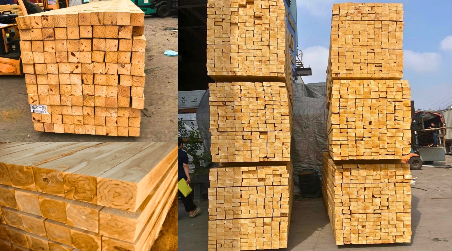 Các thanh gỗ xà gồ đã được xẻ theo quy cách tiêu chuẩn và sấy khô kỹ lưỡng trước khi thi công.