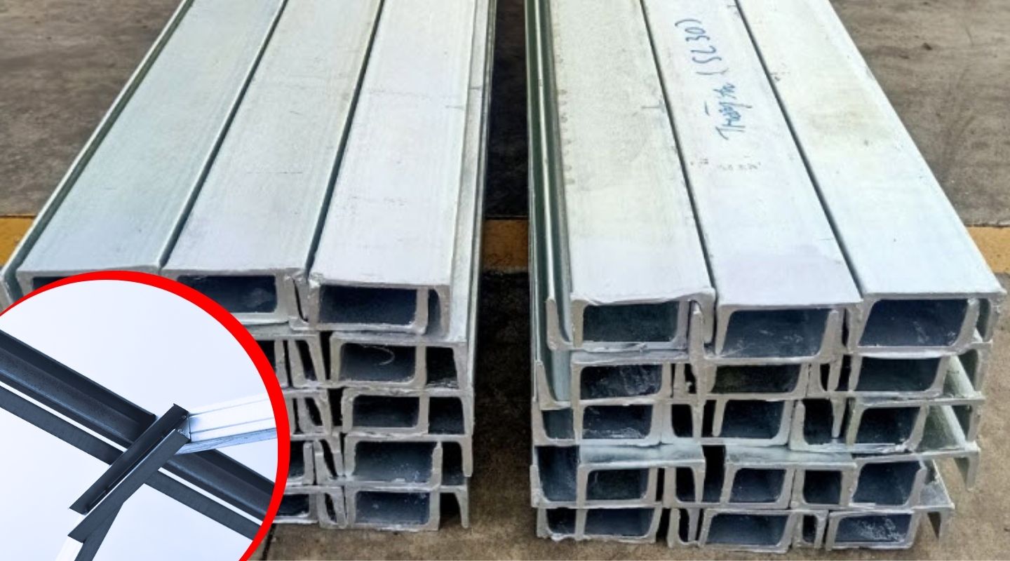 Sản phẩm thép hình chữ U mạ kẽm nhúng nóng với lớp bảo vệ bền bỉ chống lại tác động oxi hóa từ môi trường.