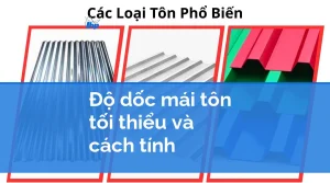 Mẫu tôn sóng nhiều màu kèm tiêu đề độ dốc mái tôn tối thiểu và cách tính