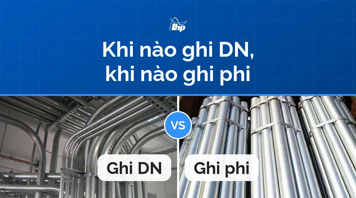 Hai ảnh ống thép mạ kẽm đặt cạnh nhau: hệ đường ống ghi DN và bó ống ghi phi