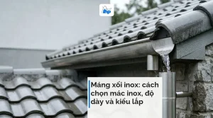 Ảnh minh hoạ máng xối inox chạy dọc mép mái ngói sau mưa, nước thoát về ống đứng