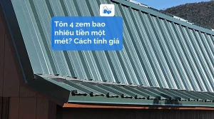 Mái nhà lợp tôn sóng vuông màu xanh lục nhìn nghiêng, minh hoạ bài giá tôn 4 zem một mét
